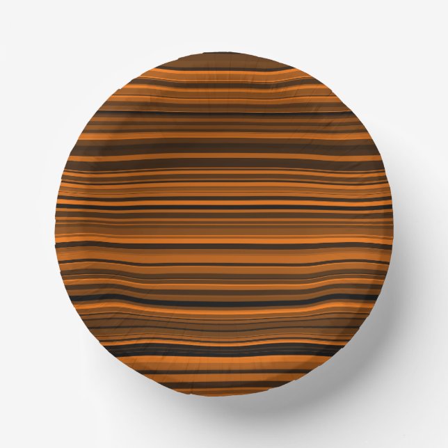 Orange Brown Black Stripes Paper Plate (Front)