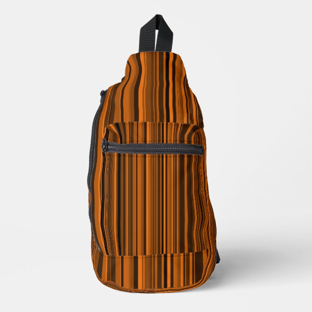 Orange Brown Black Stripes Sling Bag (Front)