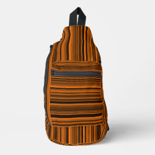 Orange Brown Black Stripes Sling Bag