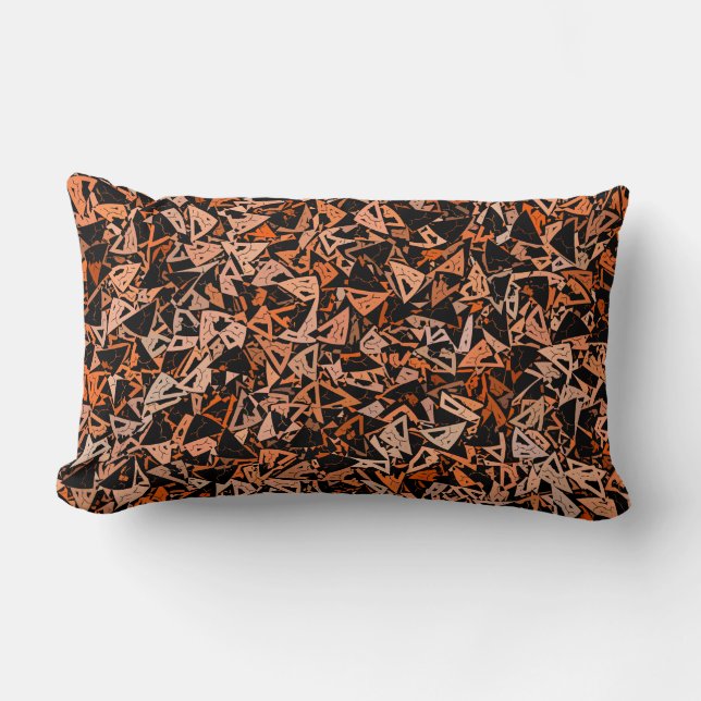Orange Brown Black Triangle Seamless Pattern Lumbar Cushion (Front)