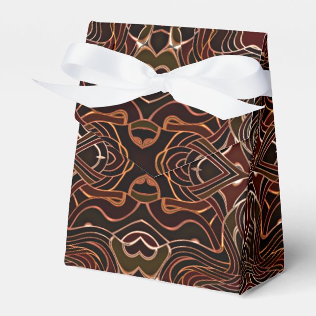 Orange Brown Black White Nouveau Deco Pattern Favour Box (Front Side)