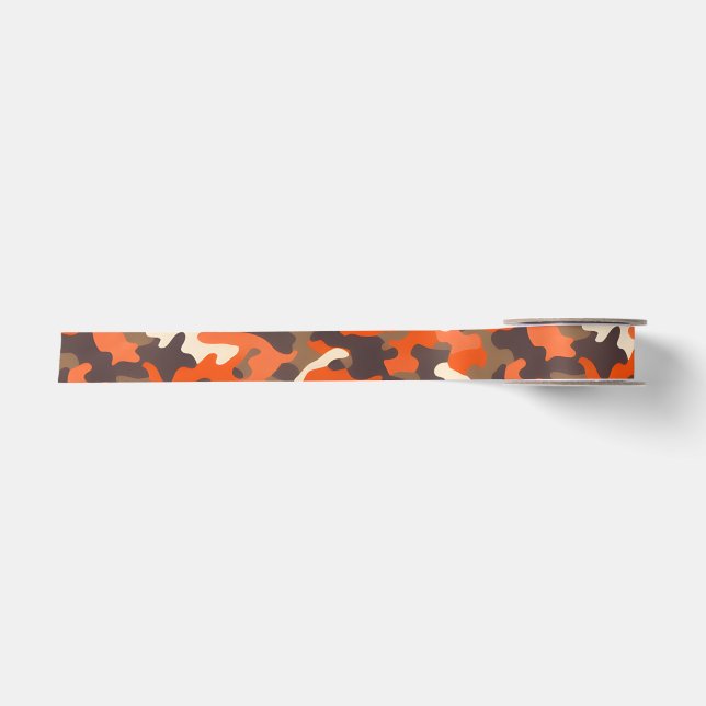 Orange & Brown Camo Satin Ribbon (Front)