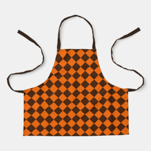 Orange Brown Diamond Chequered Pattern Apron