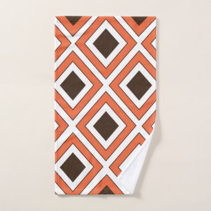 Orange Brown Diamond Geometric Hand Towel