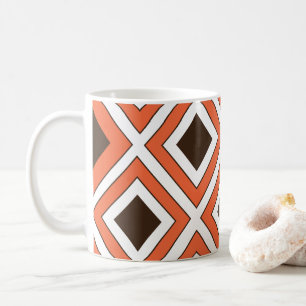 Orange Brown Diamond Geometric Pattern Coffee Mug