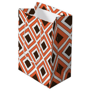 Orange Brown Diamond Geometric Pattern Medium Gift Bag