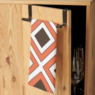 Orange Brown Diamond Geometric  Tea Towel
