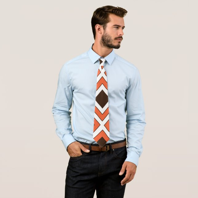Orange Brown Diamond Geometric  Tie (In Situ)