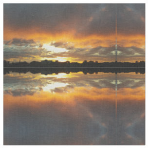 Orange Brown Fabric, Sunset Landscape Fabric