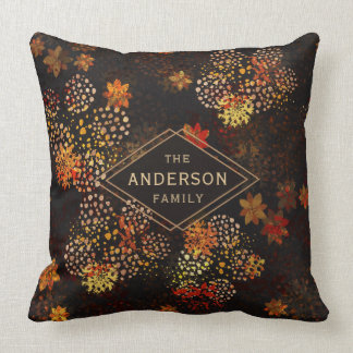 Orange & brown floral design cushion