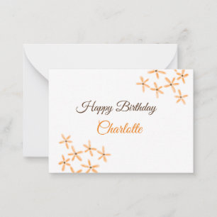 Orange brown flower happy birthday add name cutie card