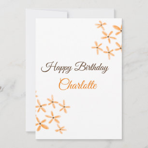 Orange brown flower happy birthday add name cutie invitation