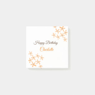 Orange brown flower happy birthday add name cutie  post-it notes