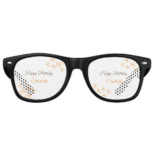 Orange brown flower happy birthday add name cutie retro sunglasses
