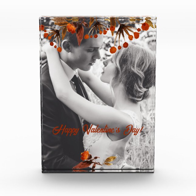 Orange Brown Foliage Valentine Add Your Own Photo Block (Front)