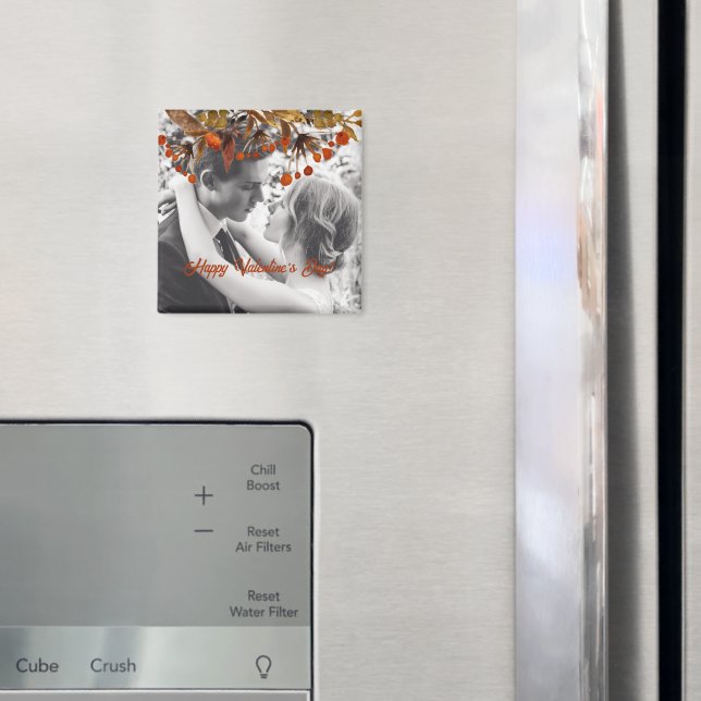Orange Brown Foliage Valentine Add Your Own Photo Magnet (In Situ (Fridge))