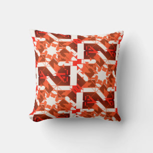 Orange Brown Off-white Mediterranean Uneven Mosaic Cushion