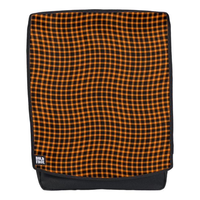 Orange Brown Plaid Checker Seamless Pattern Backpack (Front)