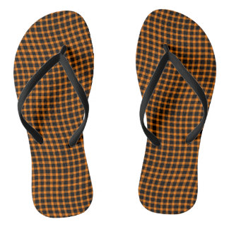 Orange Brown Plaid Checker Seamless Pattern Jandals