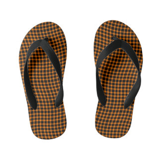 Orange Brown Plaid Checker Seamless Pattern Kid's Jandals