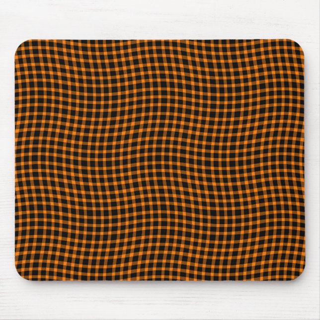 Orange Brown Plaid Checker Seamless Pattern Mouse Pad (Front)