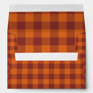 Orange Brown Plaid Chequered Pattern Envelope