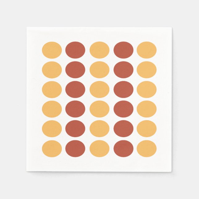 Orange Brown Polka Dot Pattern Birthday Napkin (Front)