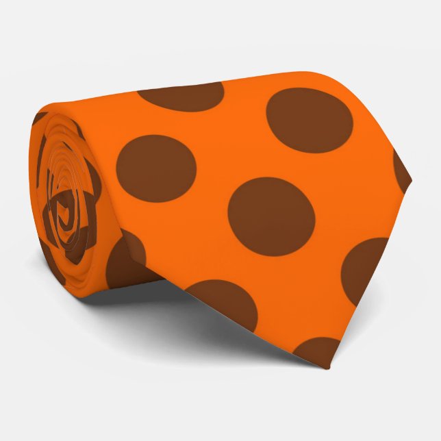 Orange brown polka dot pattern tie (Rolled)