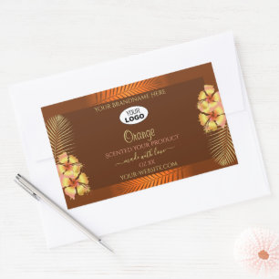 Orange Brown Product Labels Hawaiian Flowers Logo