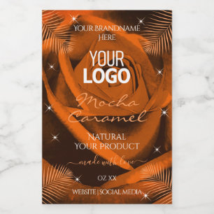 Orange Brown Rose Palm Leaves Product Labels Logo