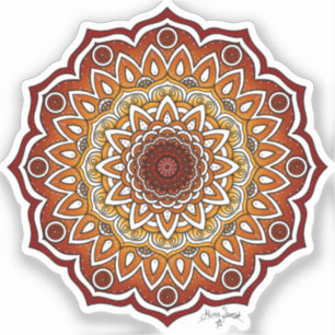 Orange & Brown Spiral and Floral Mandala