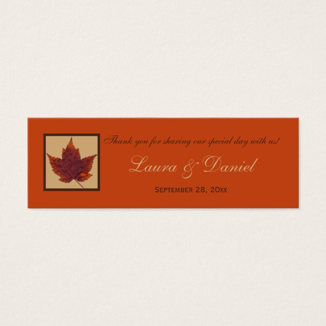 Orange Brown Striped Autumn Leaf Favour Tag (Front)