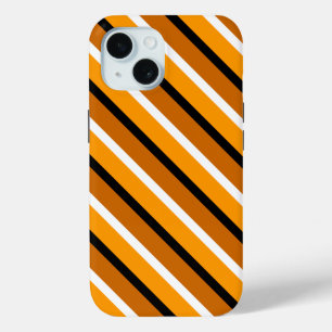 Orange Brown Stripes Pattern Design iPhone 15 Case