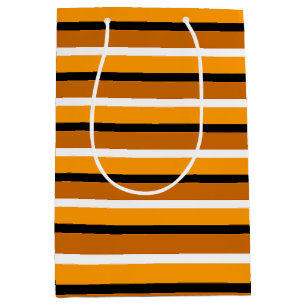 Orange Brown Stripes Pattern Design Medium Gift Bag
