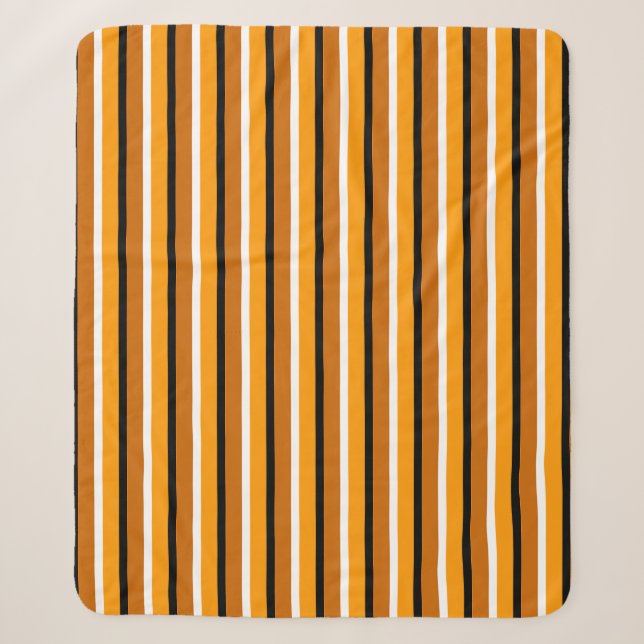 Orange Brown Stripes Pattern Design Sherpa Blanket (Front)
