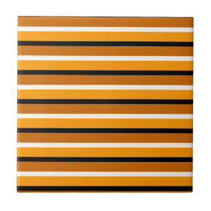 Orange Brown Stripes Pattern Design Tile