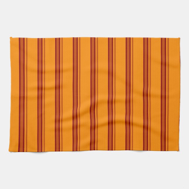 Orange / Brown Stripes Retro - Kitchen Towel (Horizontal)