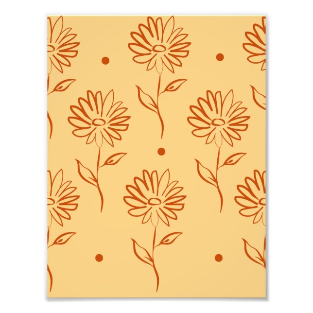 Orange Brown Sunflower Pattern Photo Print (Front)