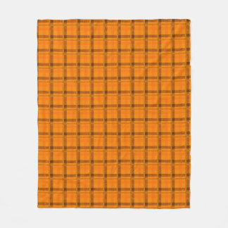 Orange - Brown Tartan Plaid Pattern Check Fleece Blanket