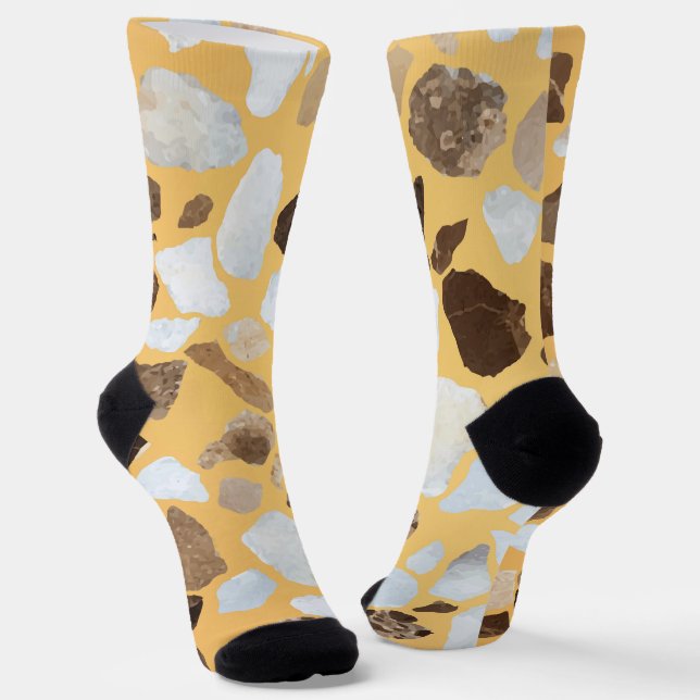 Orange Brown Terrazzo Pattern Socks (Angled)