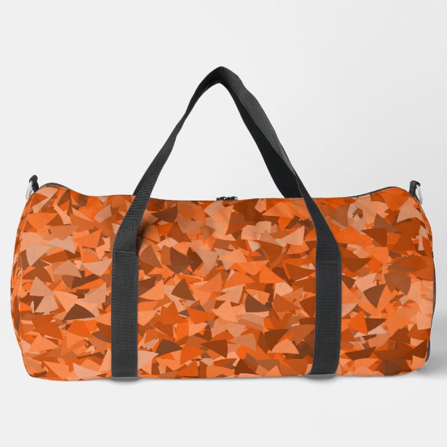 Orange Brown Triangle Pattern Large Duffle Bag (Front)