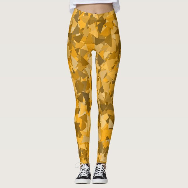Orange Brown Triangle Pattern Leggings (Front)