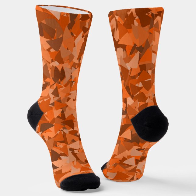 Orange Brown Triangle Pattern Socks (Angled)
