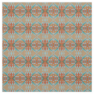 Orange Brown Turquoise Blue Eclectic Ethnic Look Fabric