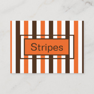 Orange Brown Vertical Stripes Pattern Business Card