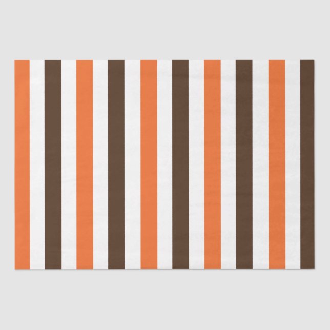 Orange Brown Vertical Stripes Pattern Tissue Paper (Front)