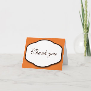 Orange Brown & White Thank You Note Cards