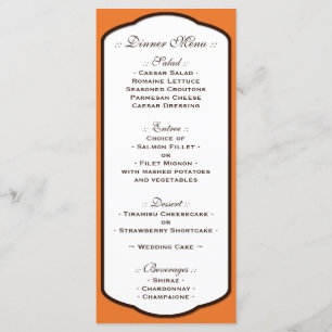 Orange Brown & White Wedding Reception Menus