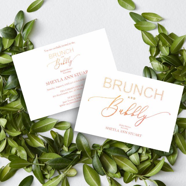 Orange Brunch Bubbly Bridal Shower Typography Invitation (Creator Uploaded)