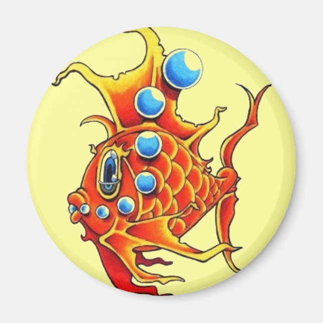 orange bubble fish magnet (Front)